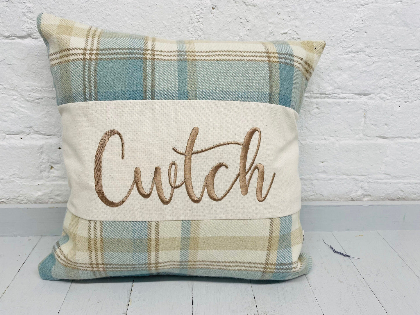 16" Wool Touch Cwtch Cushion- Cwtch Panel Cushion, Welsh Cushion