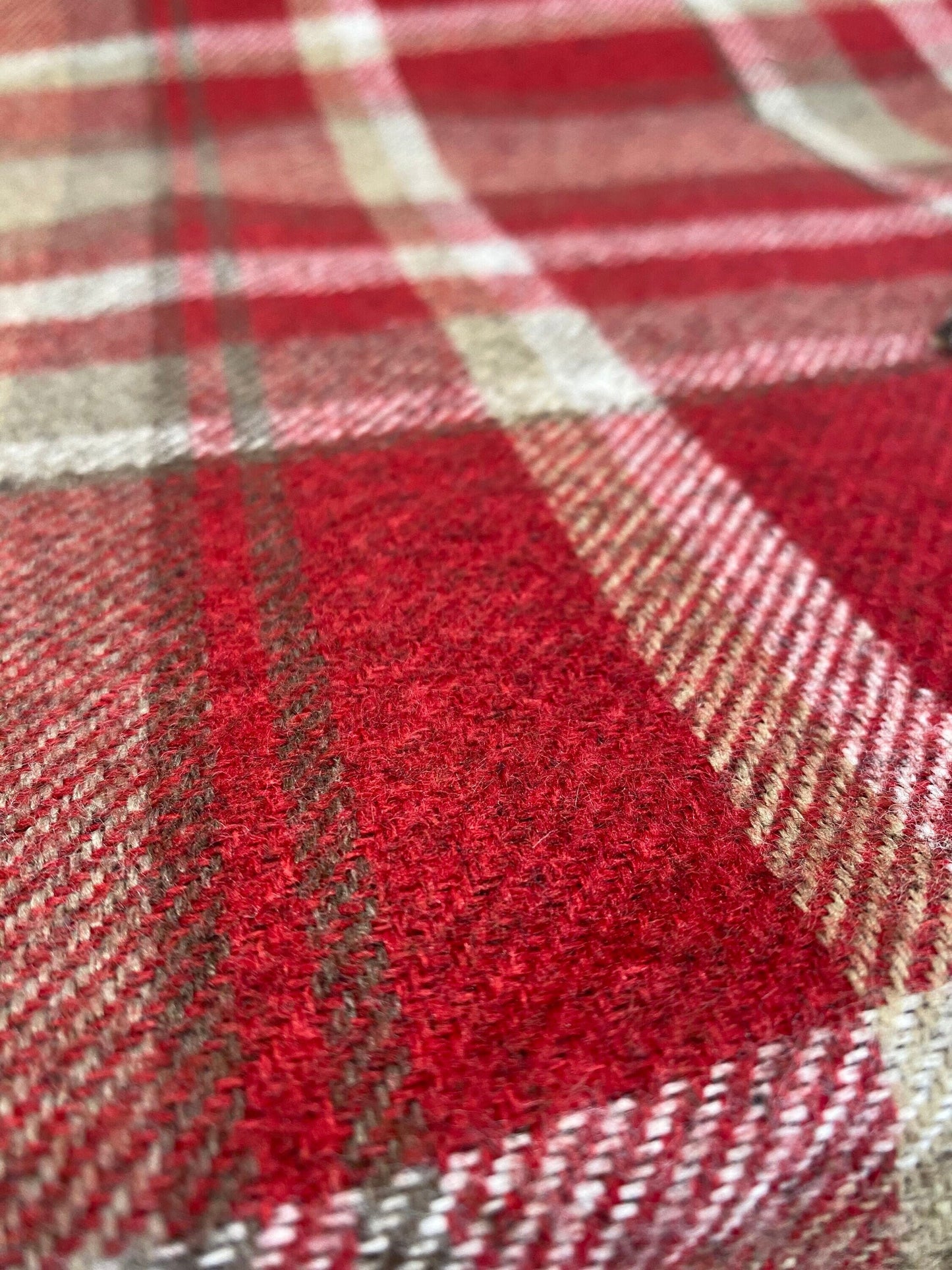 Red wool touch fabric. Balmoral tartan, plaid,check upholstery weight fabric suitable for curtains,cushions,blinds, upholstery and much more