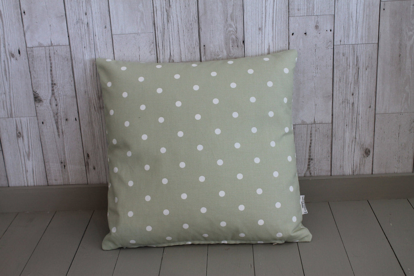 Sage Dotty Cushion 16" square Cushion-Throw Cushion Polka Dot Cushion -Shabby Chic-cottage chic-Decorative pillow -double sided