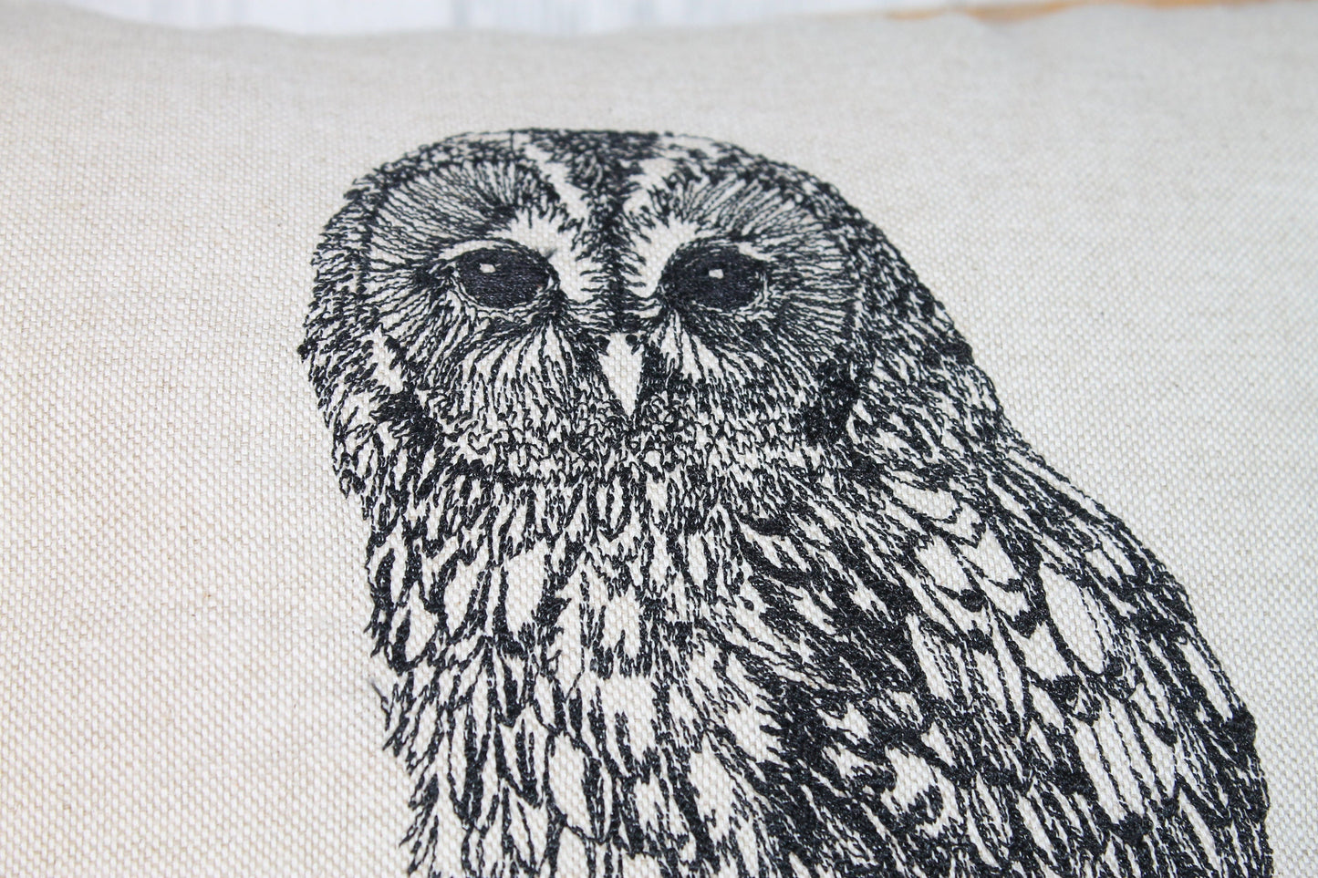 Owl Cushion- Cream /Taupe Piped Cushion - Lizzie Dixon Designs