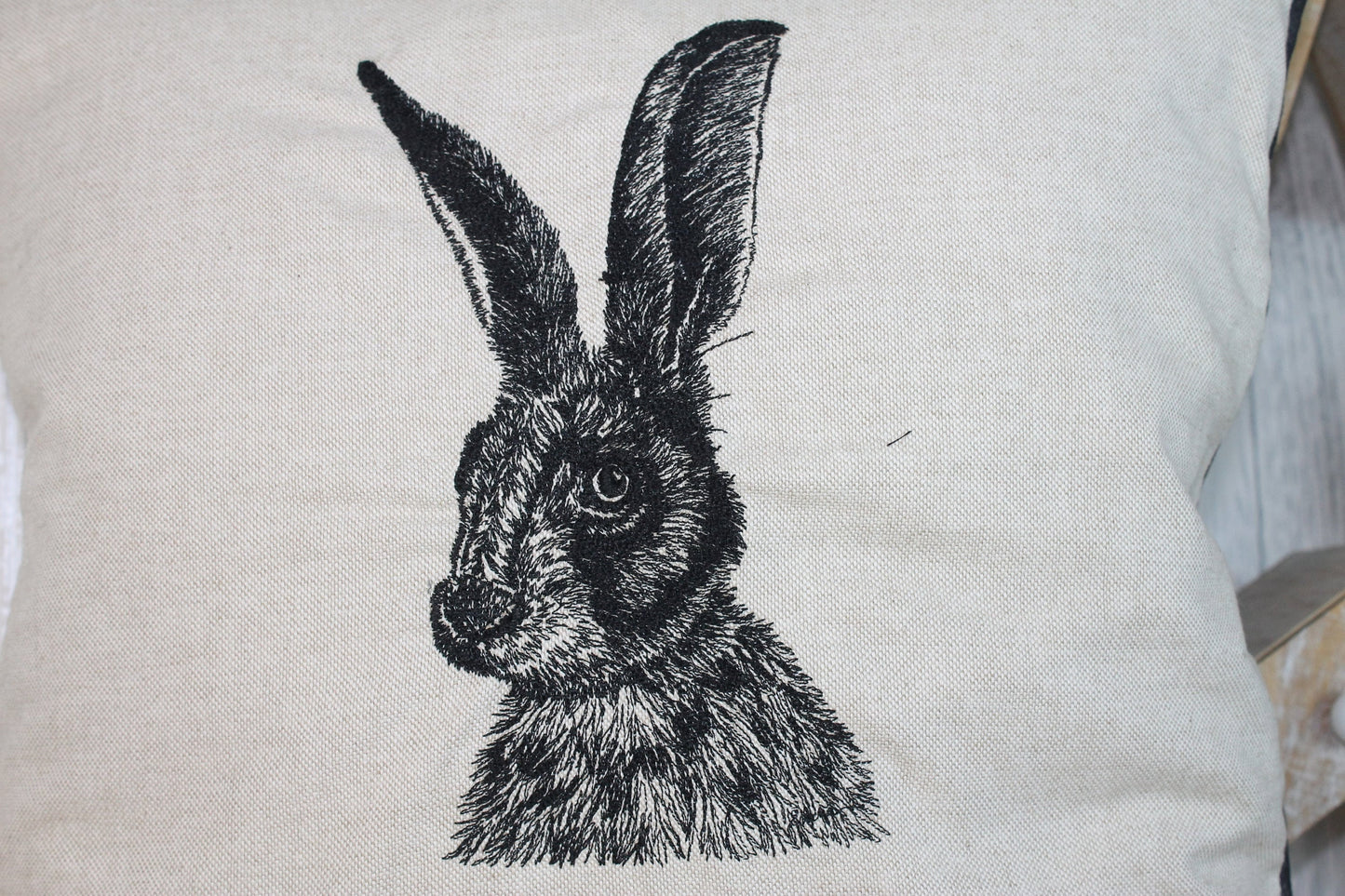 Hare Cushion,14" Cream/Taupe Cushion, Piped Cushion, British Wildlife collection. Cushion Cover-sofa cushion, double sided