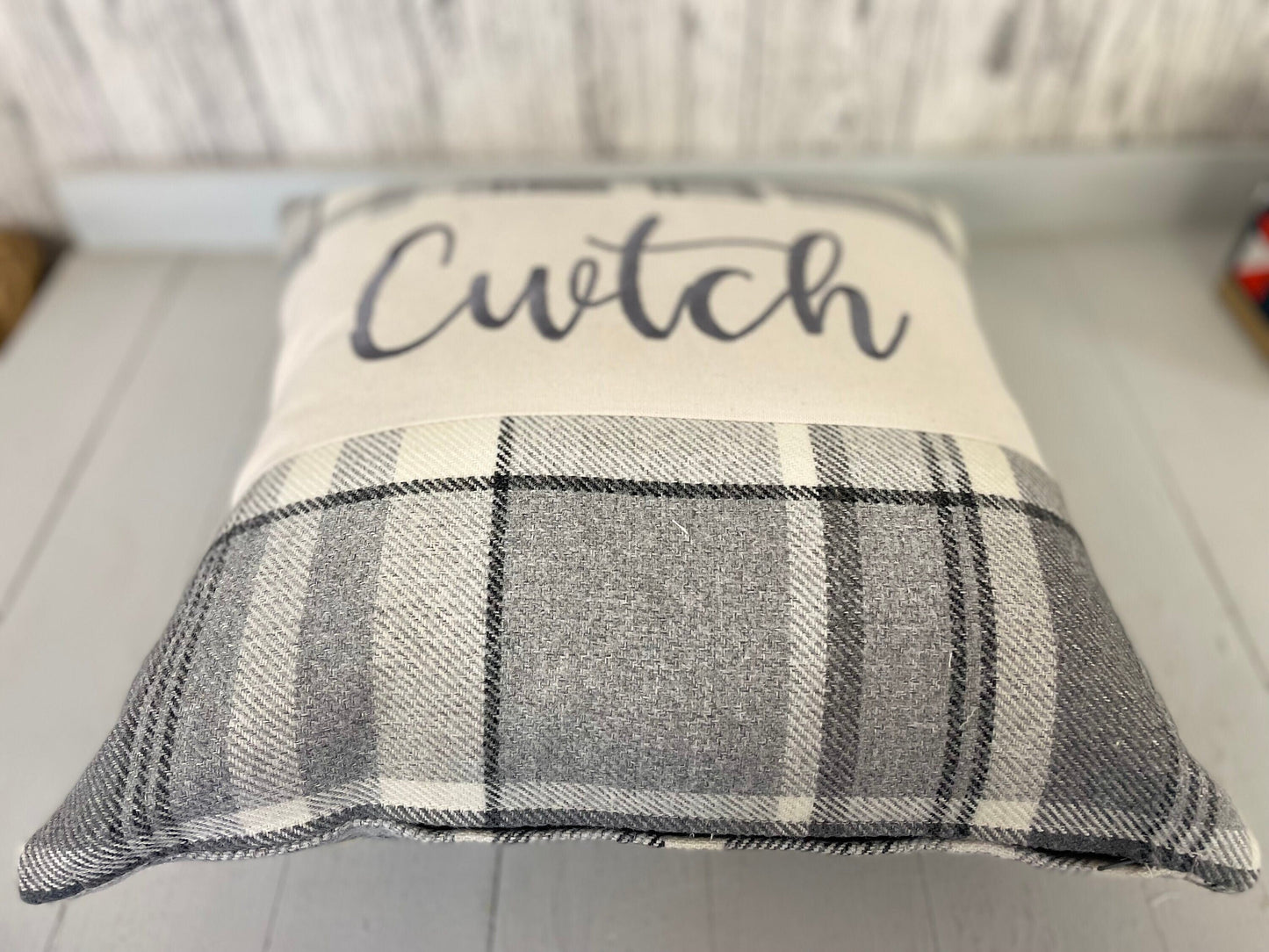 16" Wool Touch Cwtch Cushion- Cwtch Panel Cushion, Welsh Cushion