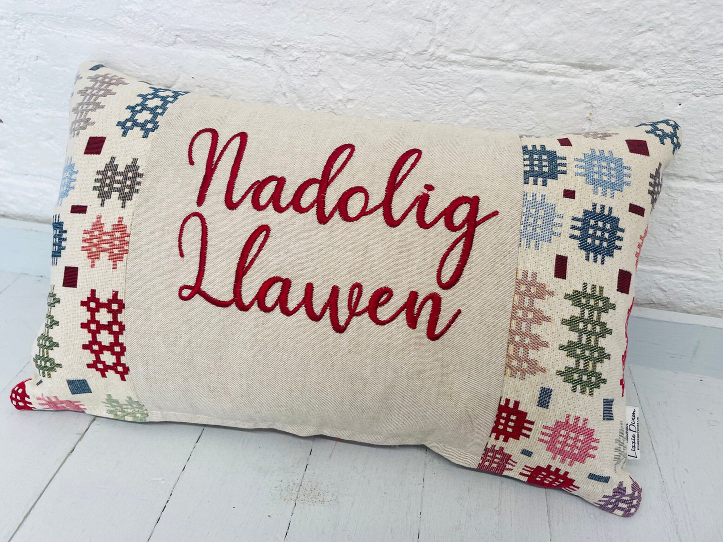 Nadolig Llawen Christmas Cushion- welsh Blanket style cushion cushion
