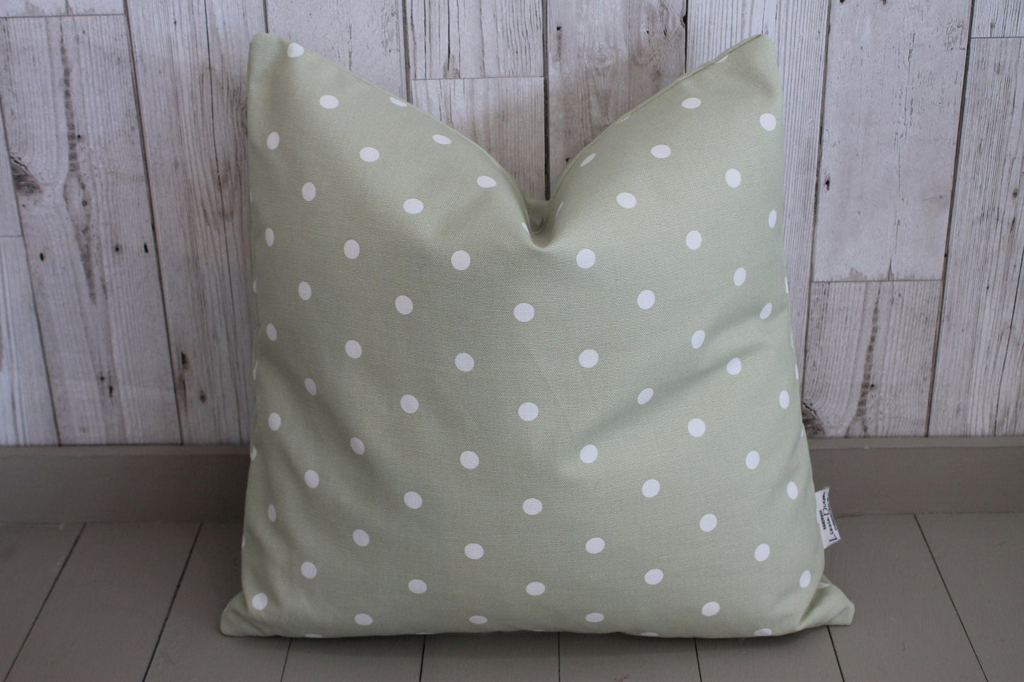Sage Dotty Cushion 16" square Cushion-Throw Cushion Polka Dot Cushion -Shabby Chic-cottage chic-Decorative pillow -double sided