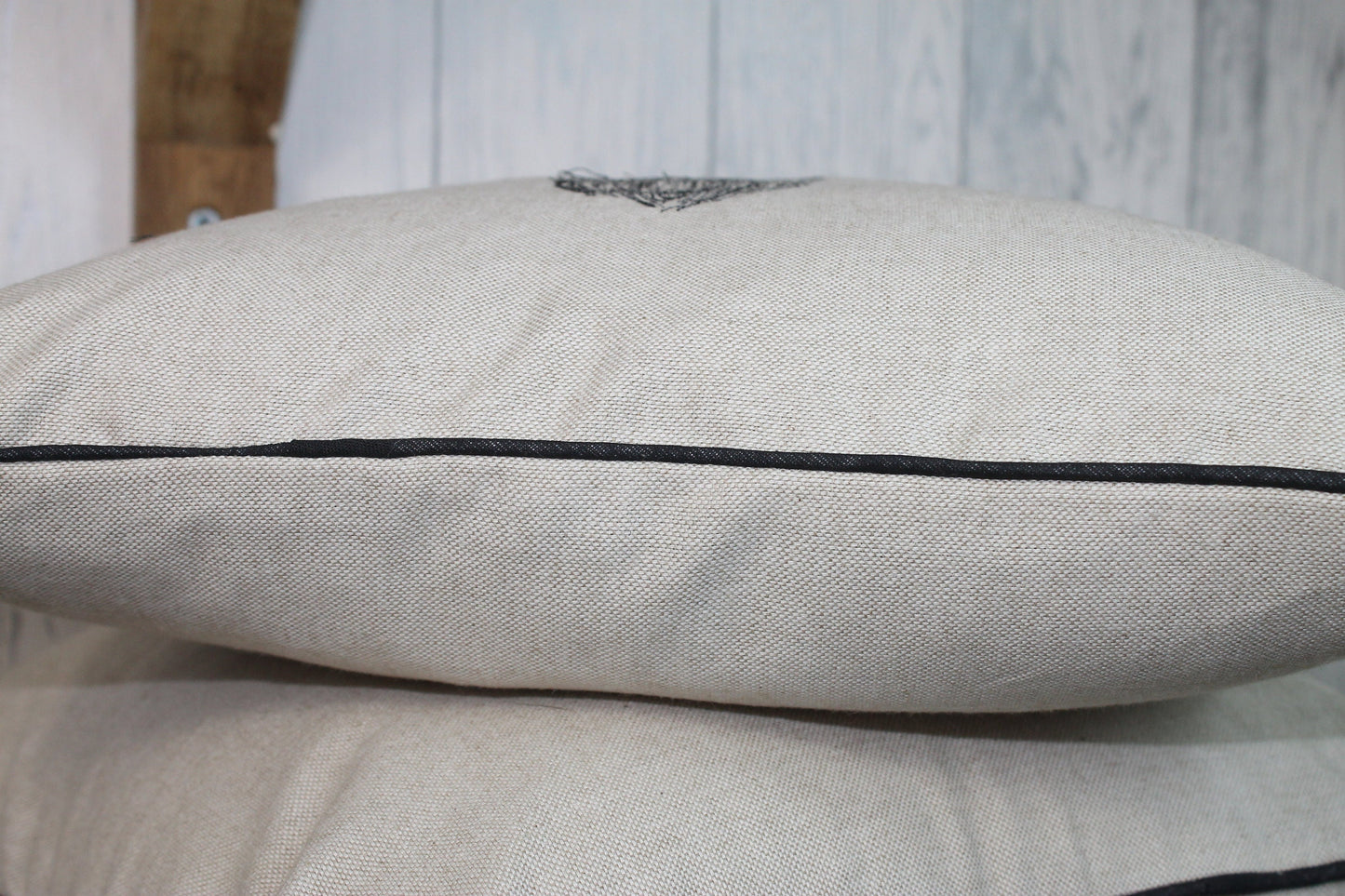 Stag Head Cream/ Taupe Piped Cushion - Lizzie Dixon Designs
