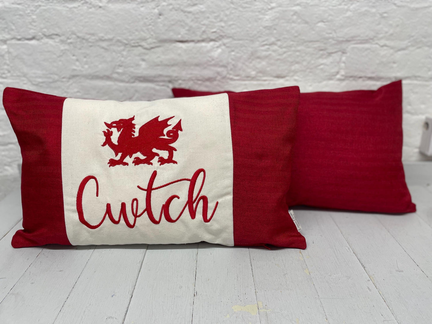 Red Dotty Welsh Dragon Cwtch long Panel cushion
