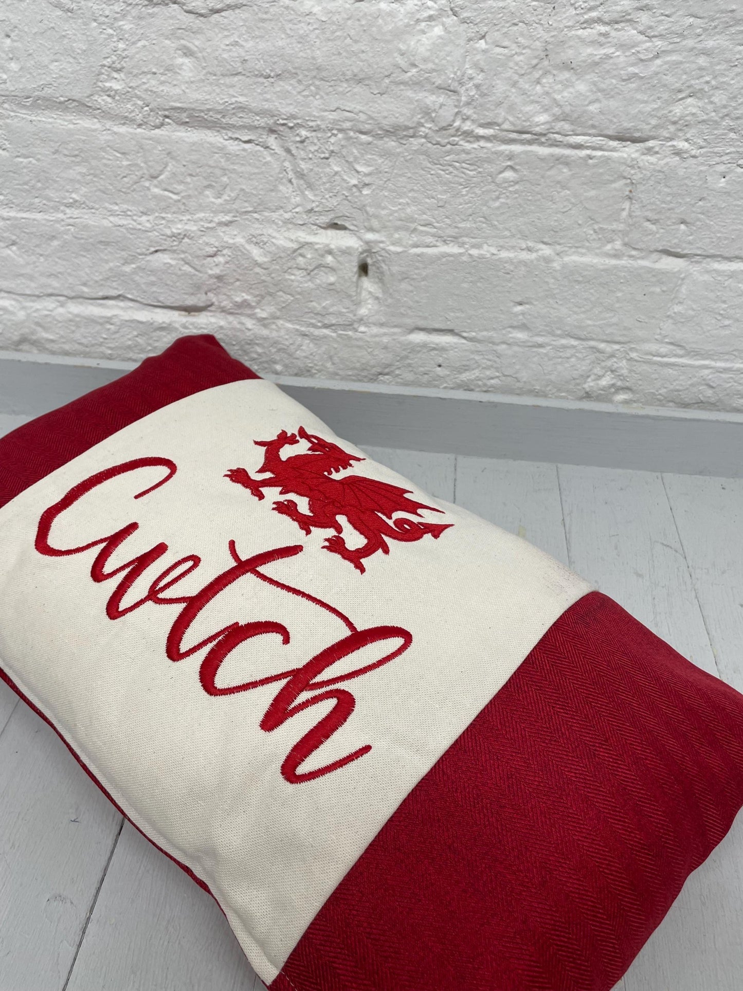 Red Dotty Welsh Dragon Cwtch long Panel cushion