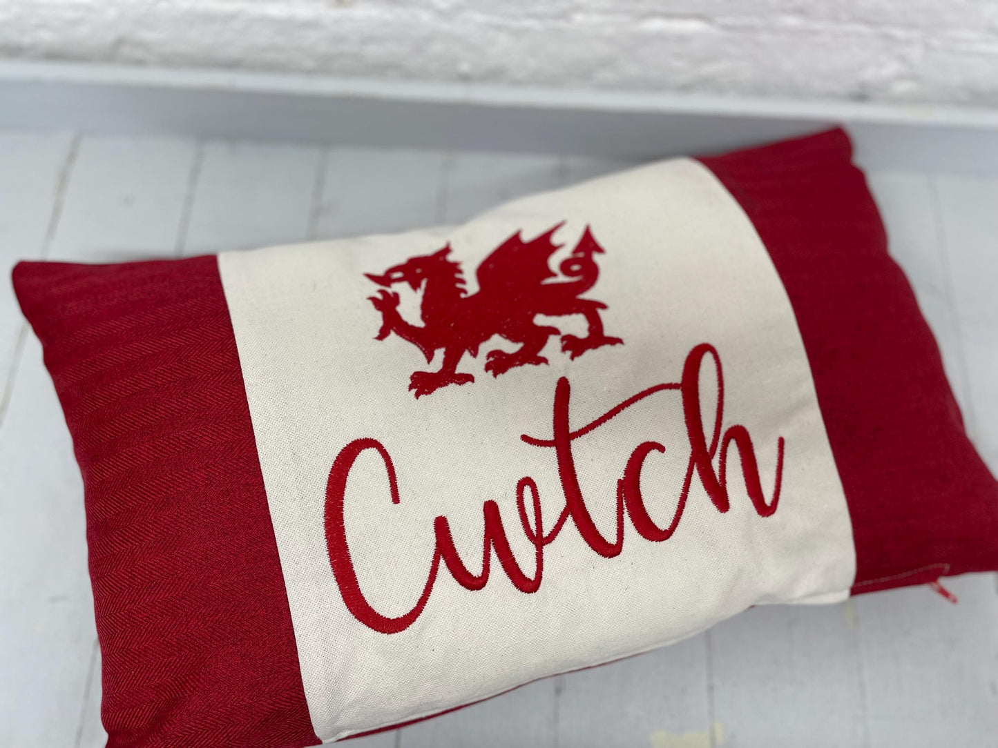 Red Dotty Welsh Dragon Cwtch long Panel cushion