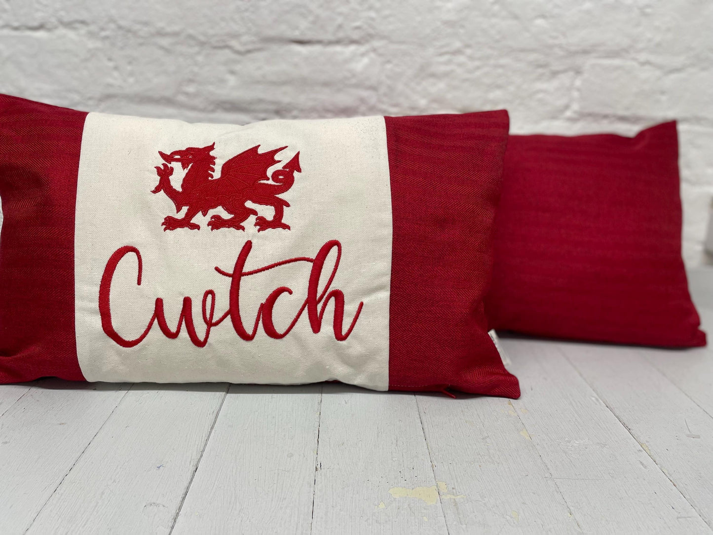 Red Dotty Welsh Dragon Cwtch long Panel cushion