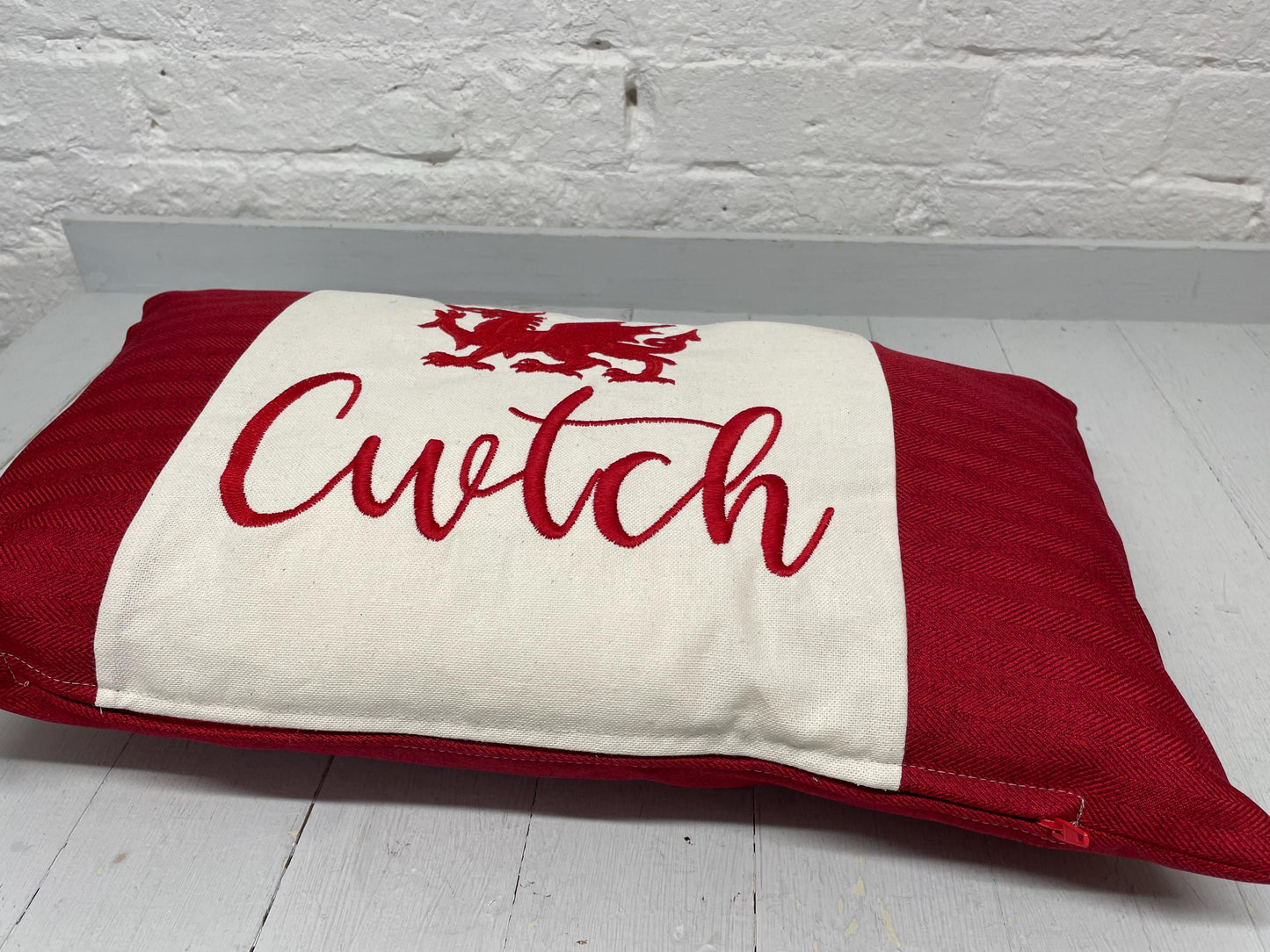 Red Dotty Welsh Dragon Cwtch long Panel cushion