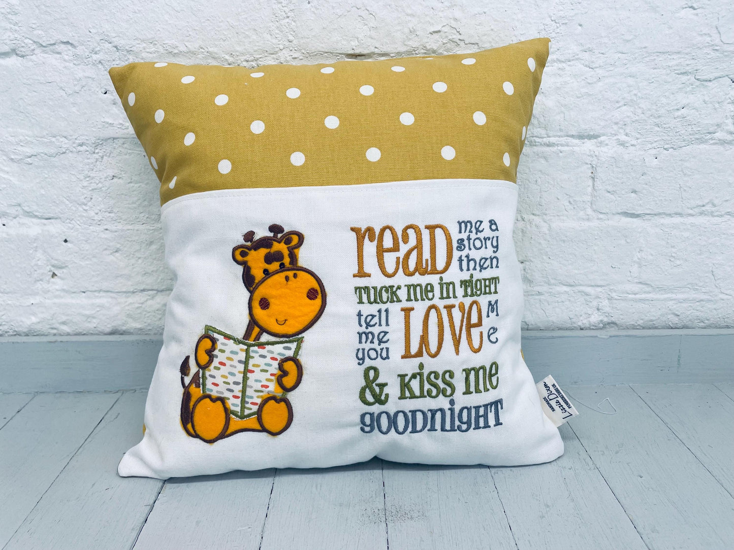 Book Cushion-Children's Reading Pillow~Personalised Cushion with Pocket-Giraffe reading Pillow~Book Lovers Gift~Travel Pillow-