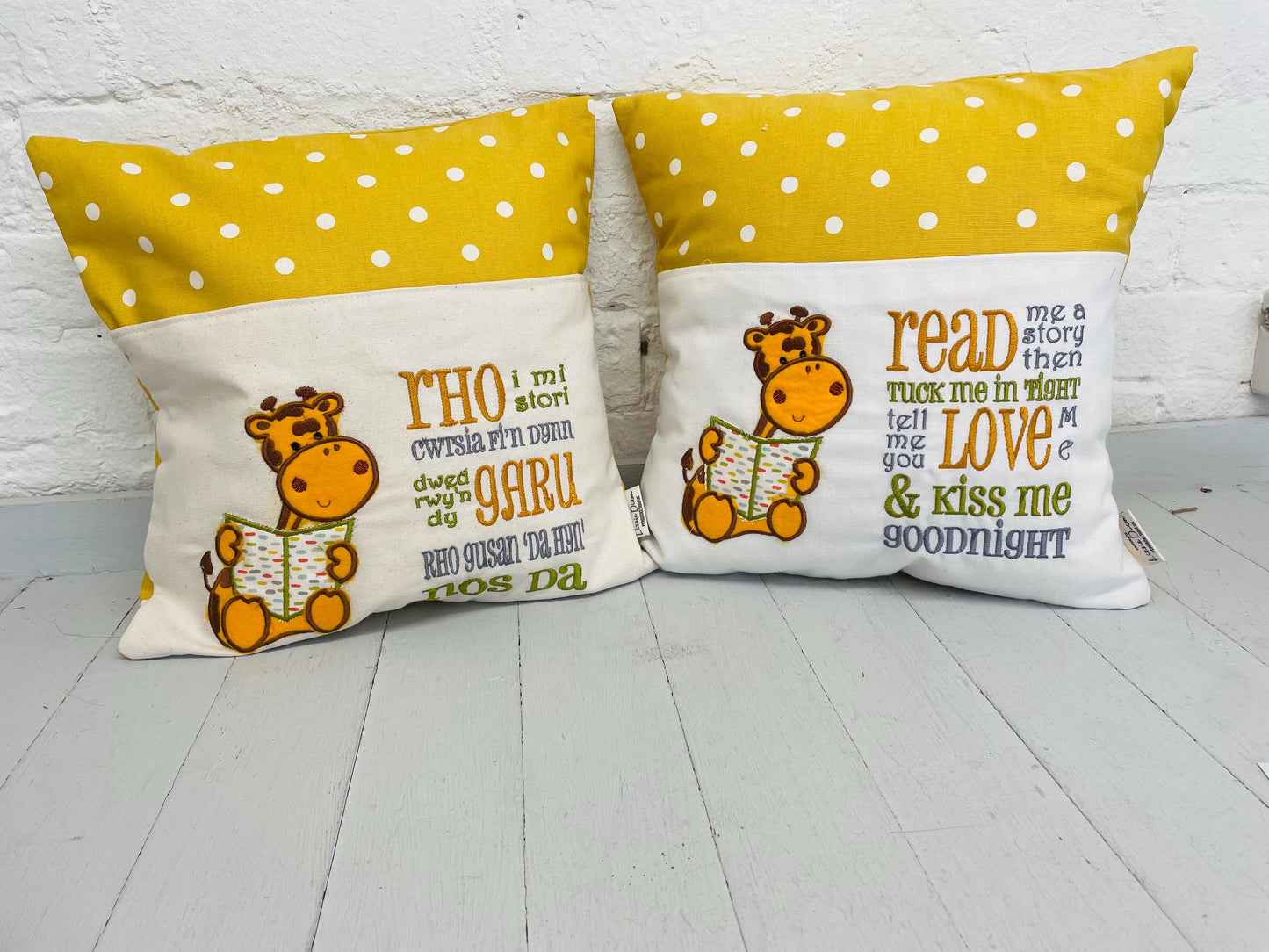 Book Cushion-Children's Reading Pillow~Personalised Cushion with Pocket-Giraffe reading Pillow~Book Lovers Gift~Travel Pillow-