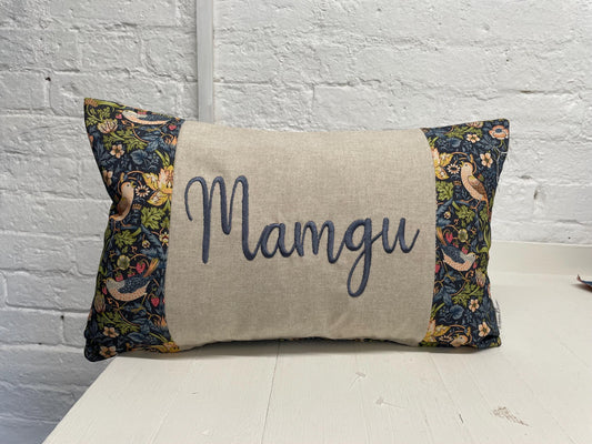 William Morris Strawberry Thief Tapestry Mother’s Gift, Personalised Cushion, Gift for Mum.