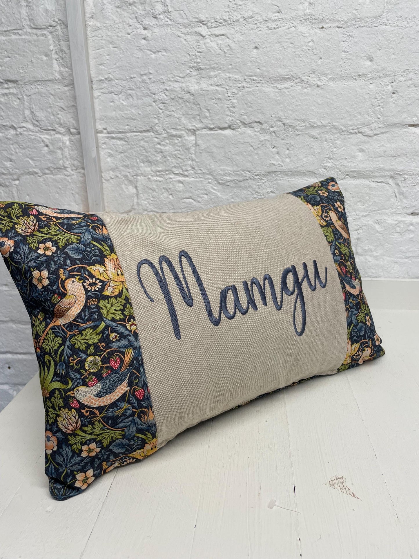William Morris Strawberry Thief Tapestry Mother’s Gift, Personalised Cushion, Gift for Mum.