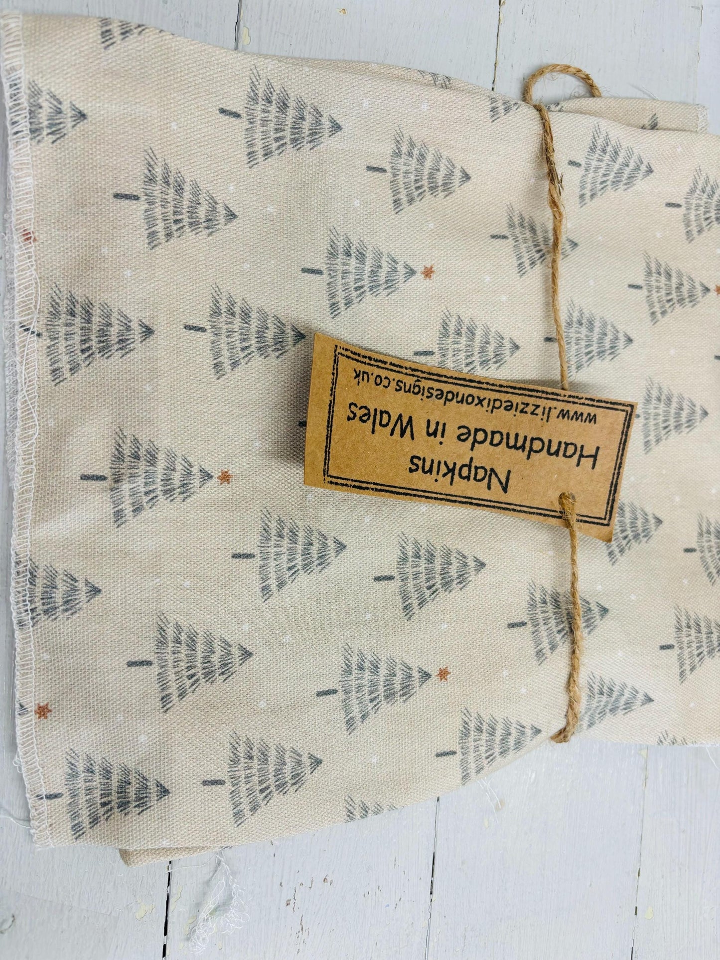 Christmas Napkins - Festive table-Christmas Trees, Handmade festive Napkins - Fabric Napkins