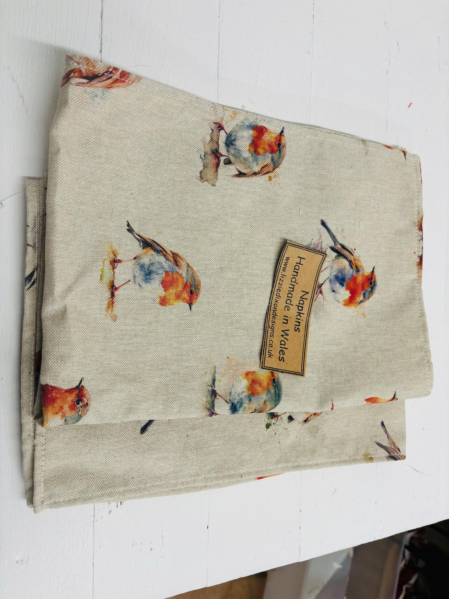 Christmas Napkins - Festive table- Father Christmas and Christmas Trees, Handmade festive Napkins - Fabric Napkins