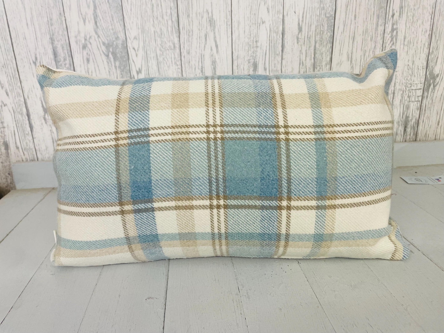 Mamgu Cushion-Personalised Cushion- Quote Cushion-Grey Check Wool touch & Cream long cushion. Personalised mother's day