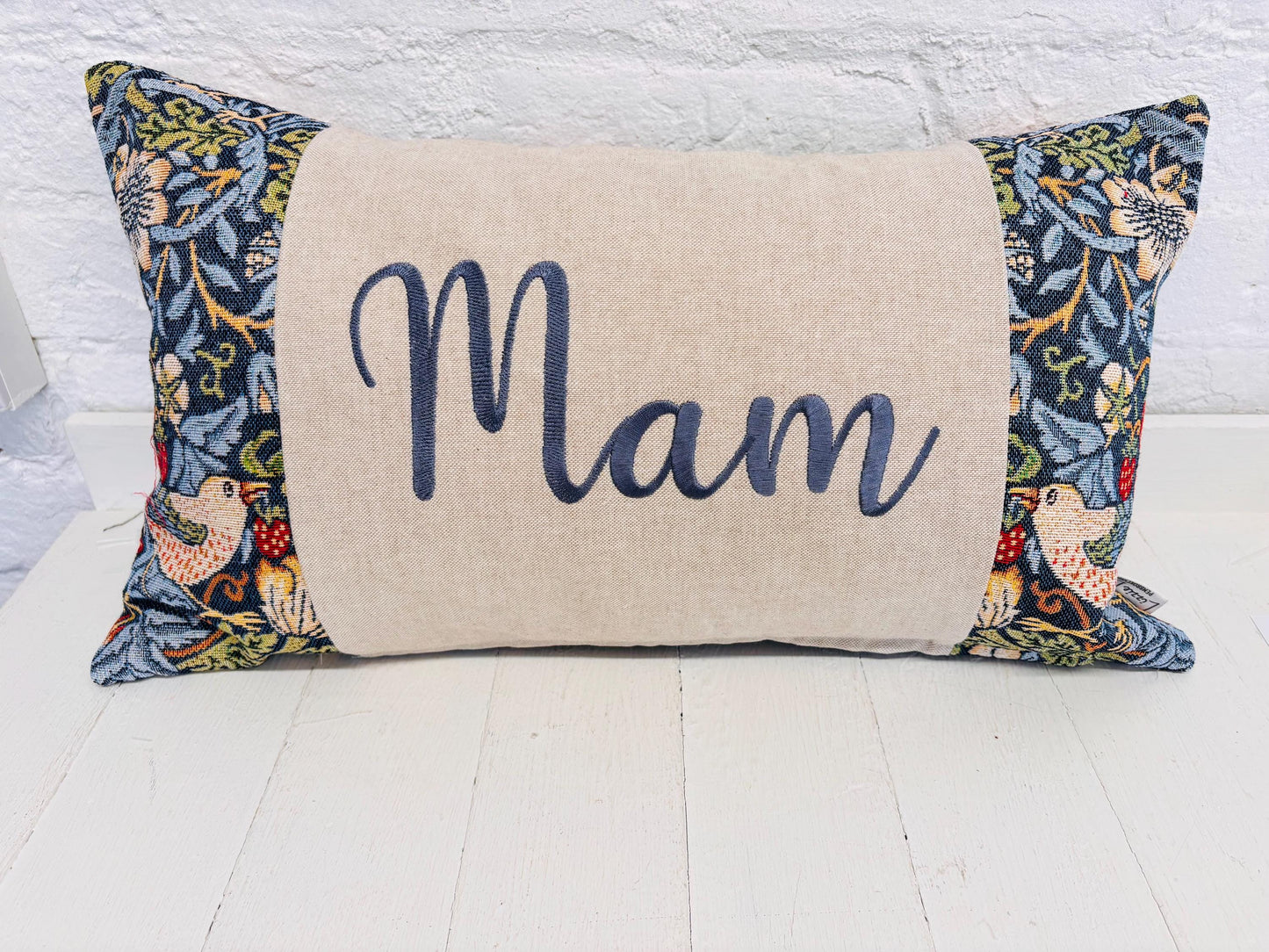 William Morris Strawberry Thief Tapestry Mother’s Gift, Personalised Cushion, Gift for Mum.