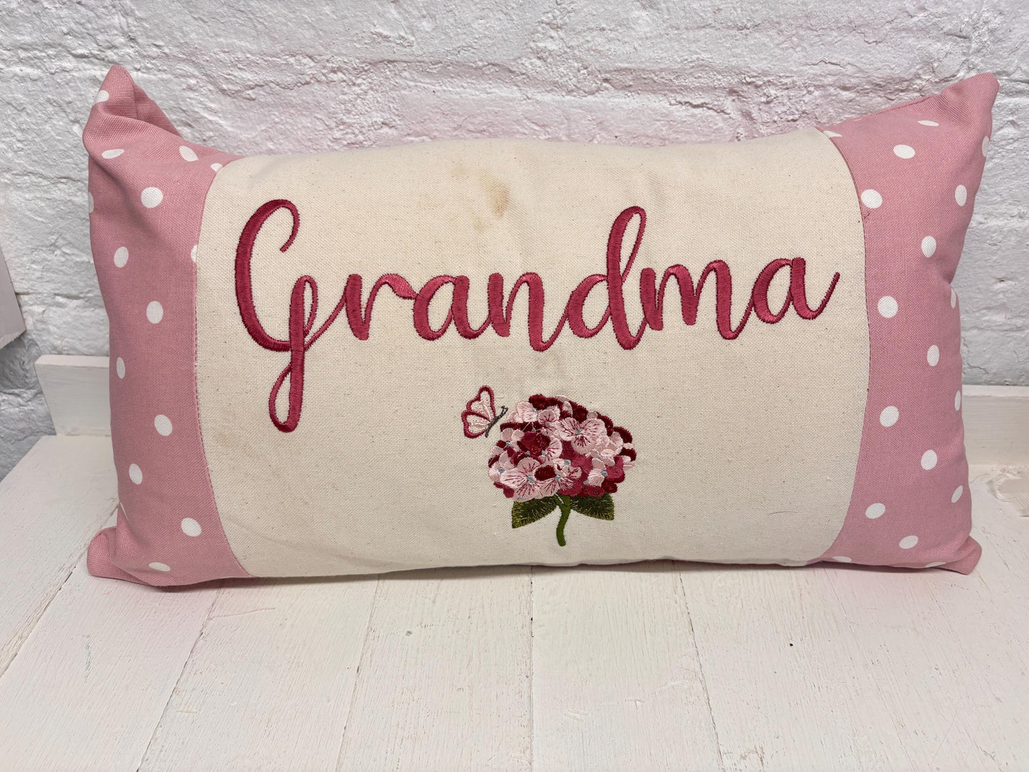 Pink Dotty with Hydrangae Mother's Day Cushion