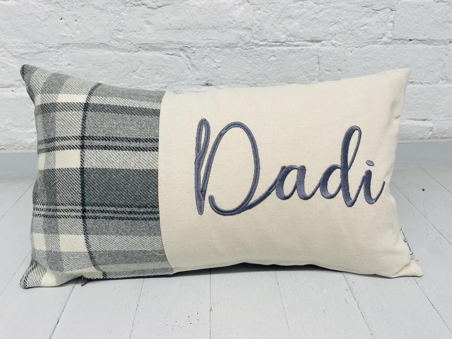 Personalised Welsh Father’s Day. grey Wool Fabric - Dadi, Dacu -can be personalised with any name