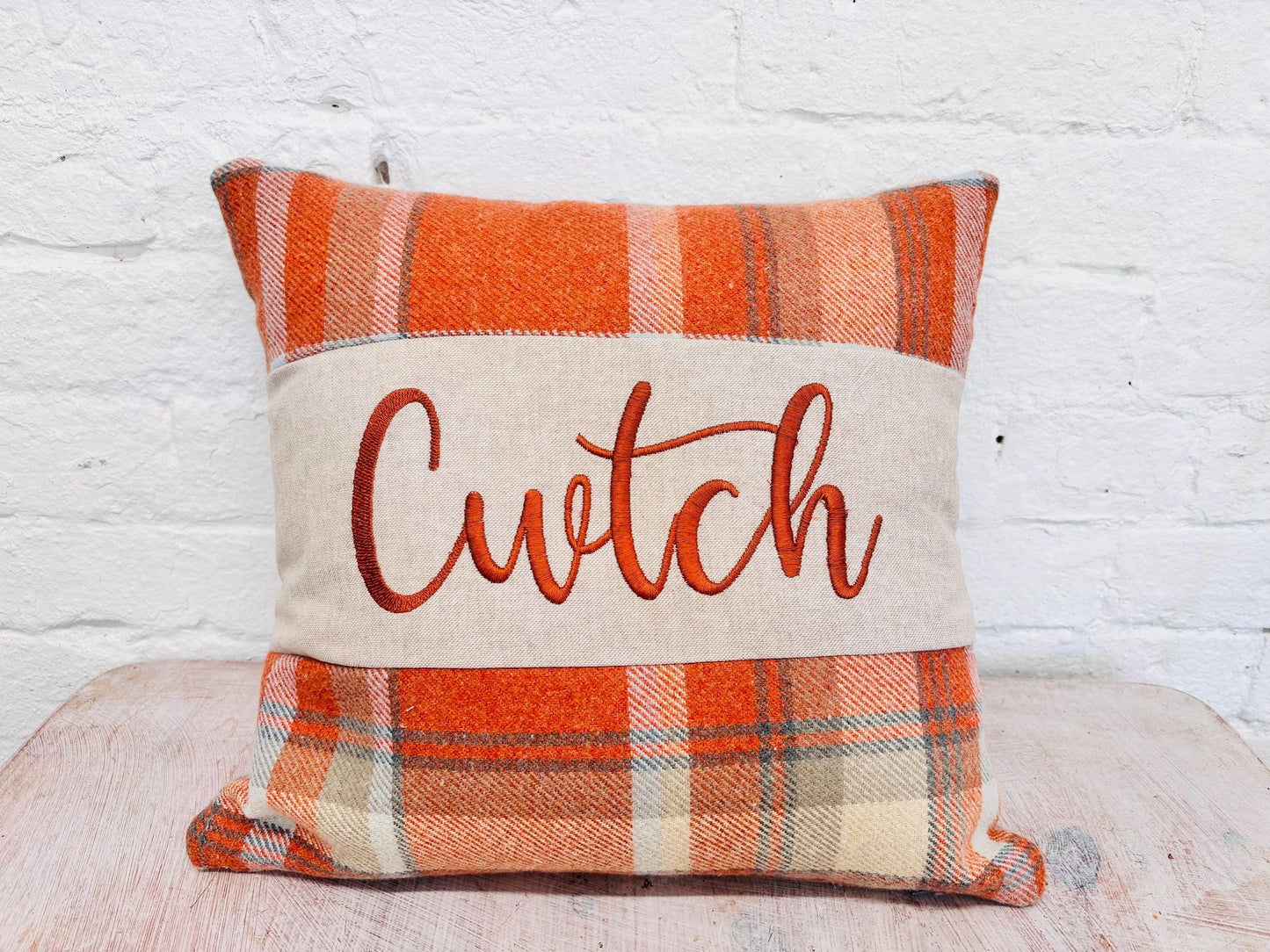 16" Wool Touch Cwtch Cushion- Cwtch Panel Cushion, Welsh Cushion