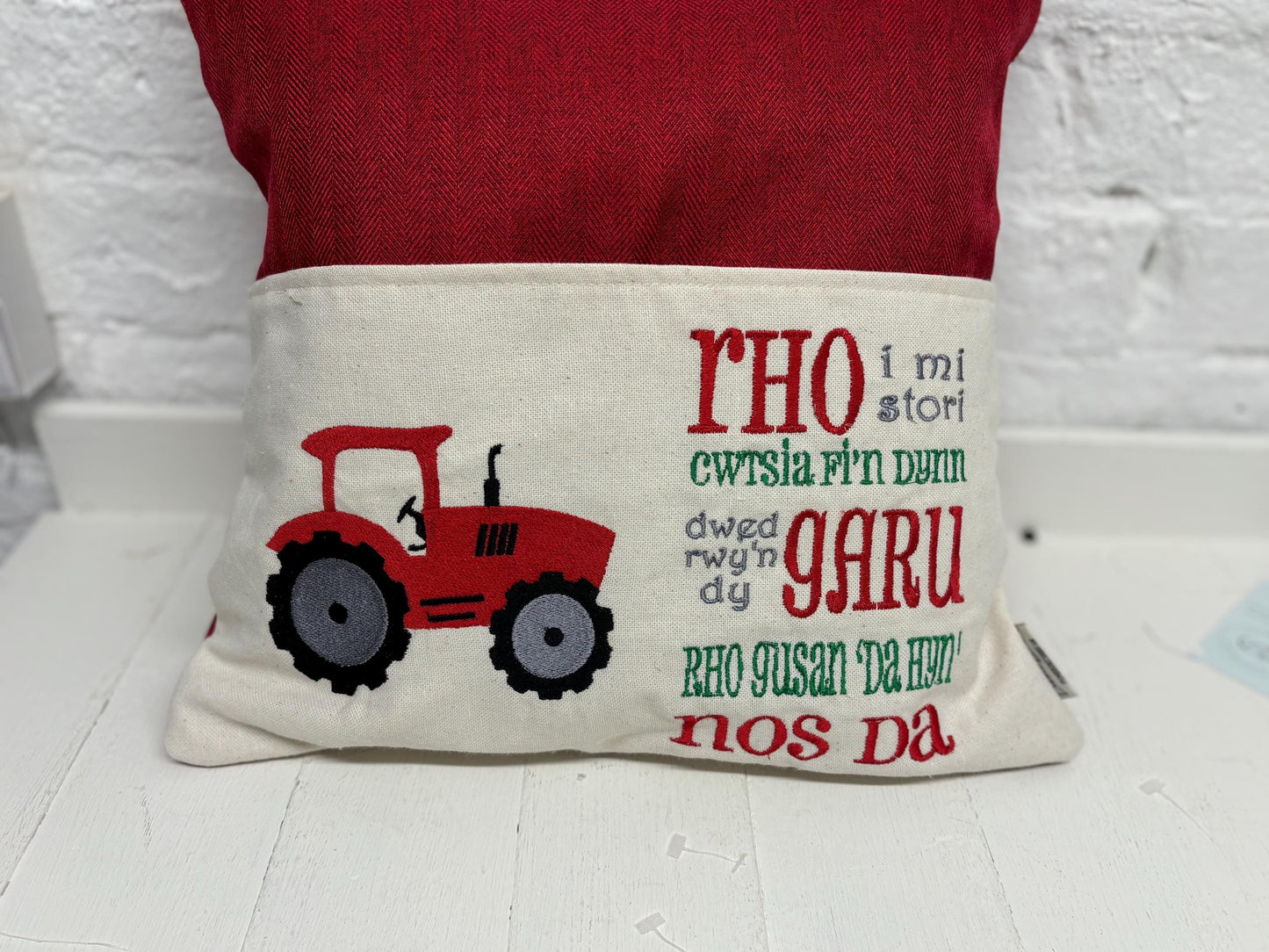 Book Cushion-Children's Reading Pillow~Personalised Cushion with Pocket-Red tractor reading Pillow~Book Lovers Gift~Travel Pillow-