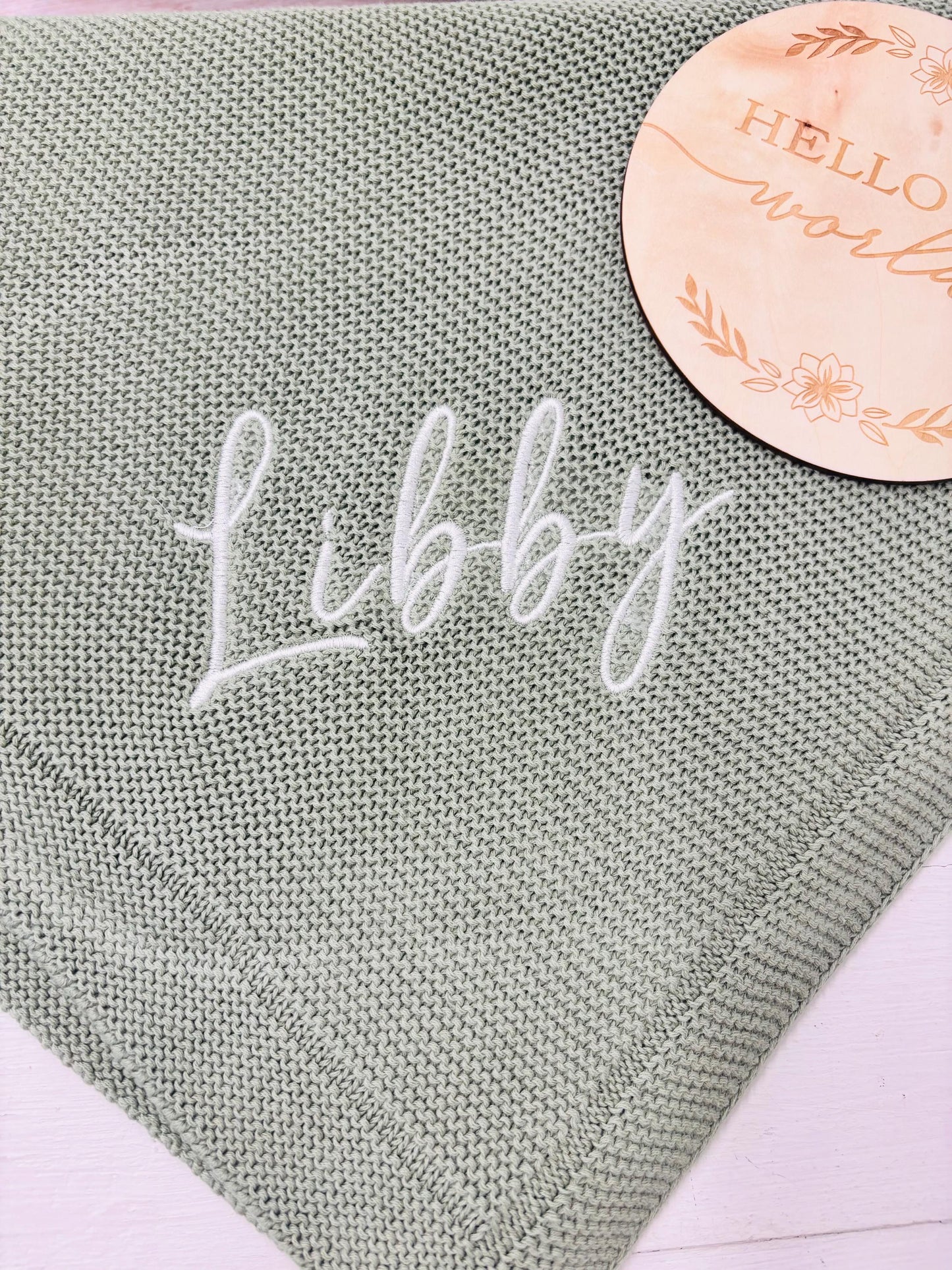 Personalised Baby knitted Blanket – Custom Embroidered Name | Newborn Gift | Baby Shower Present | Keepsake Blanket| Personalised.