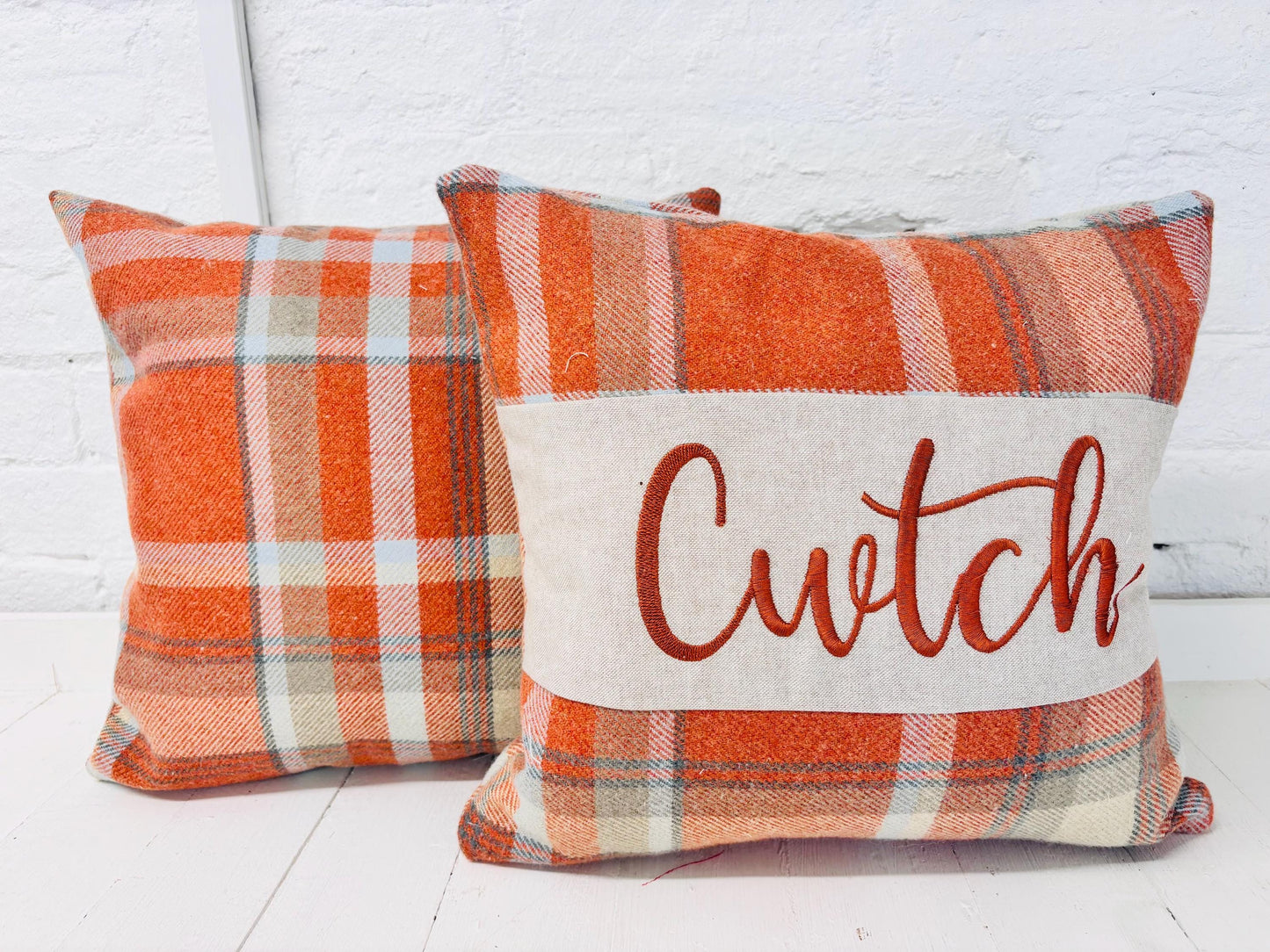 Cwtch Cushion- Autumnal faux wool