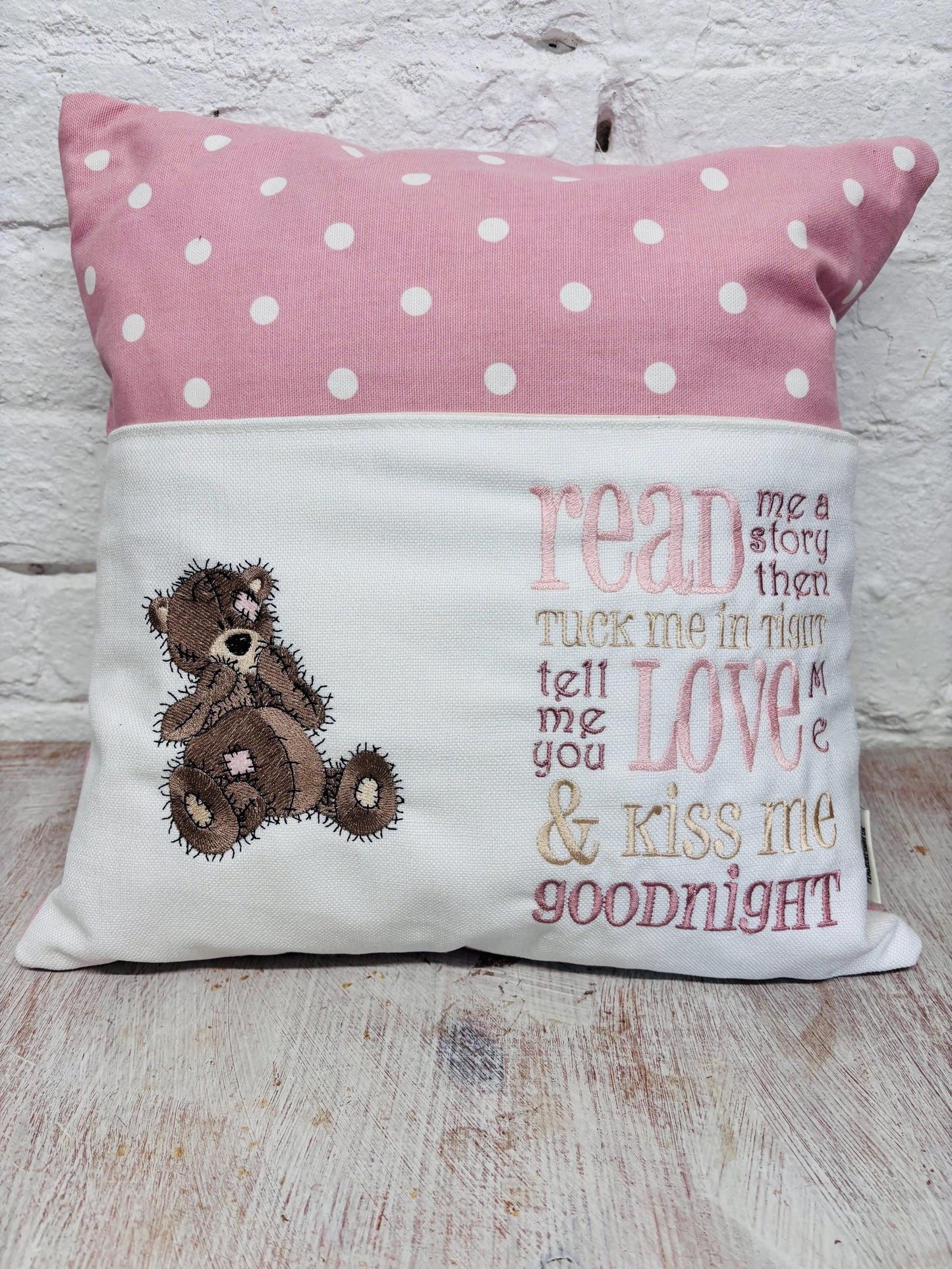 Cute Teddy Reading Book Cudhion. Children’s Teddy design book cushion