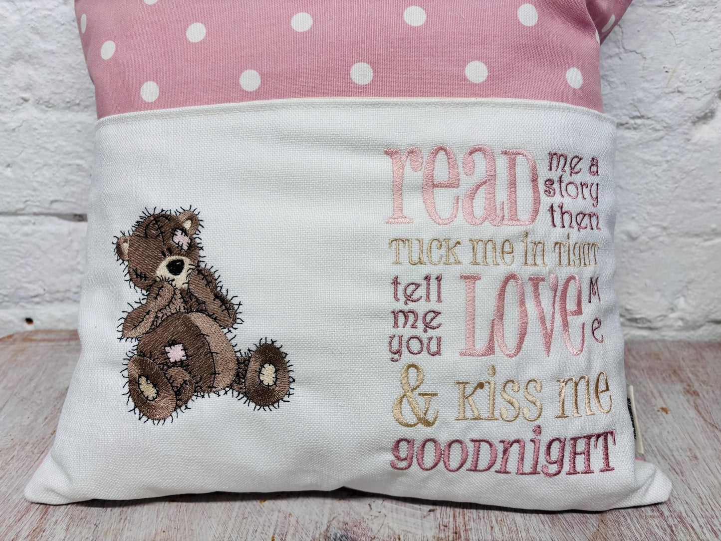 Cute Teddy Reading Book Cudhion. Children’s Teddy design book cushion