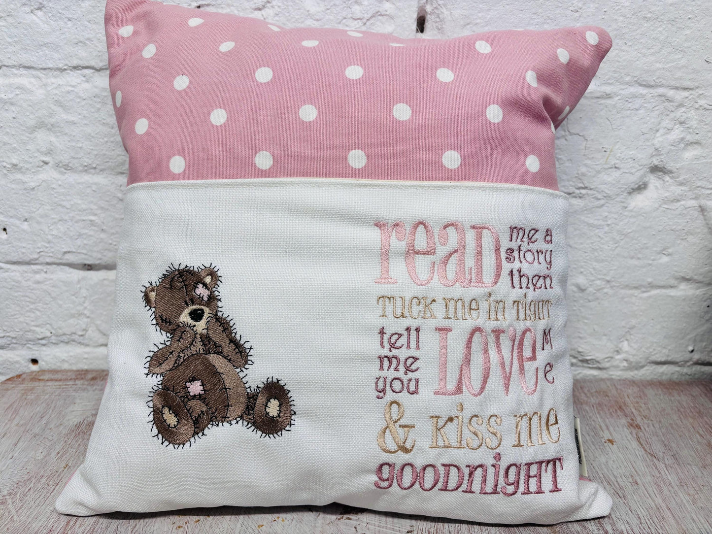 Cute Teddy Reading Book Cudhion. Children’s Teddy design book cushion