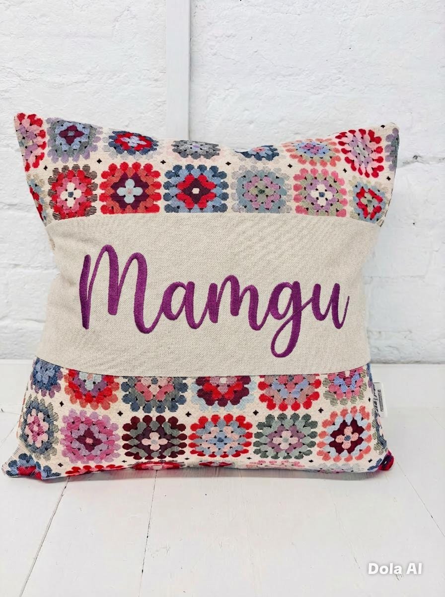 Granny Square Crochet style Cushion, Personalised Mother's Day Gift