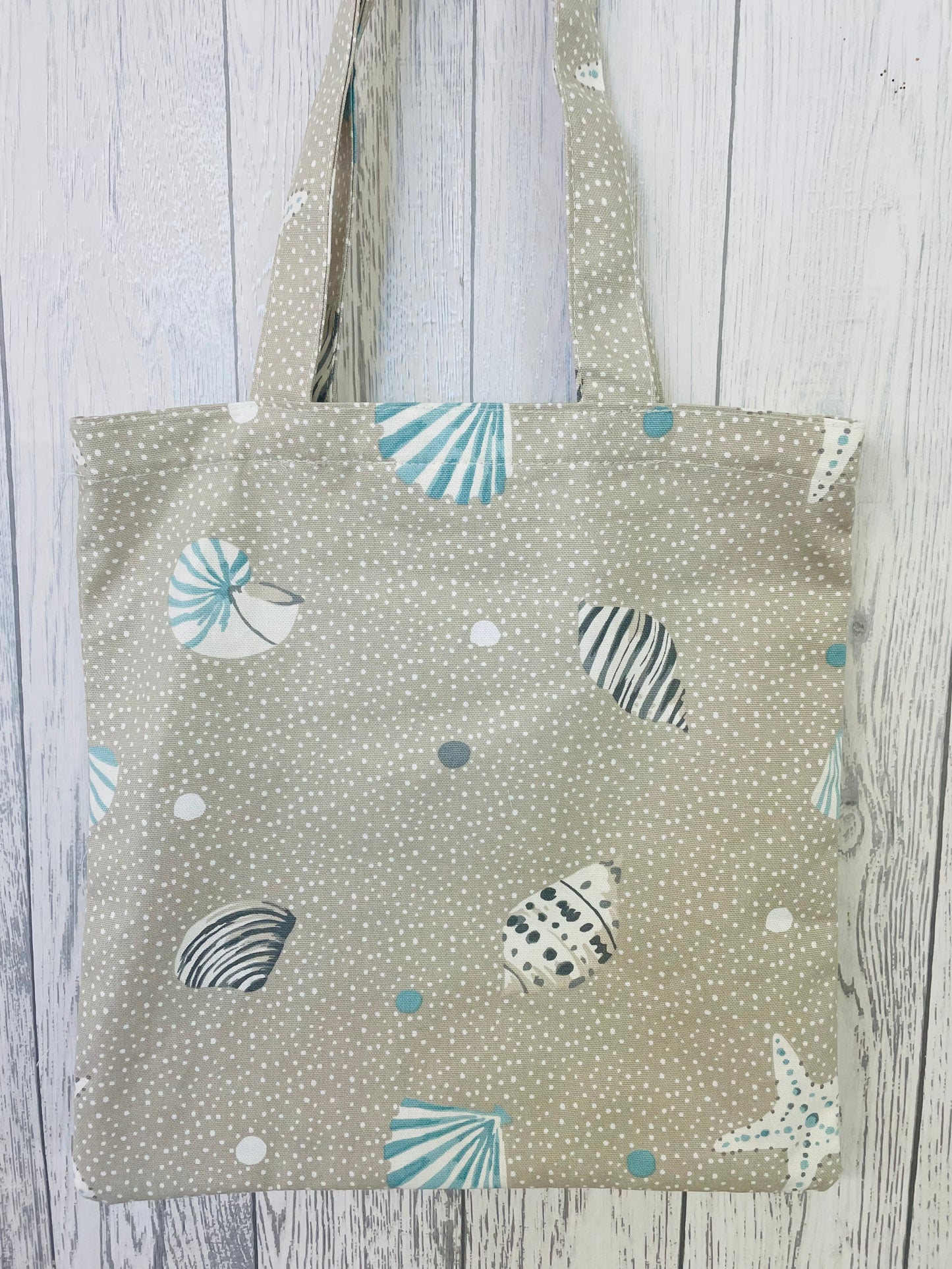 Taupe and duckegg Shell Shopping bag
