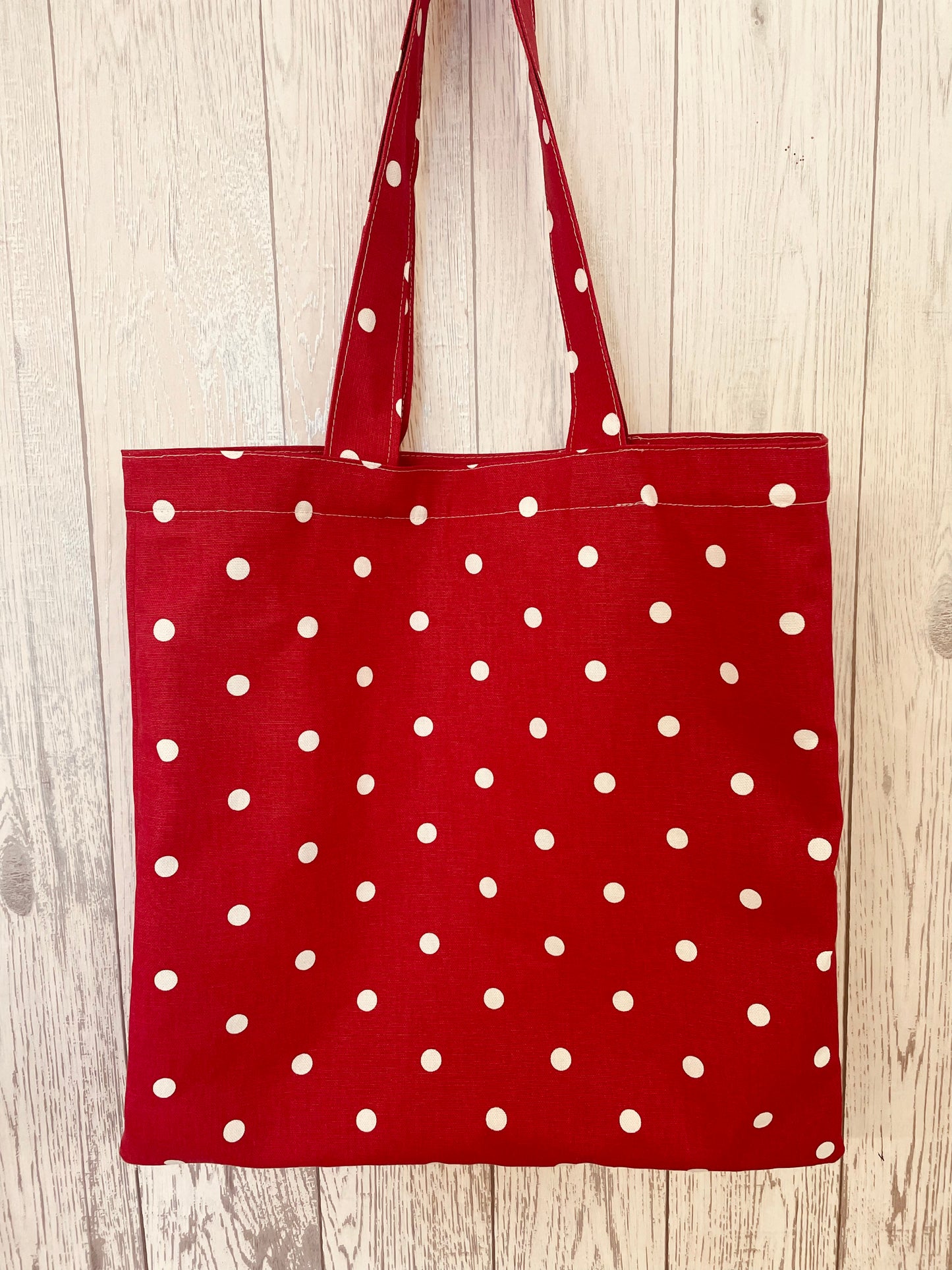 Red Dotty fabric Tote style Shopping. Bag