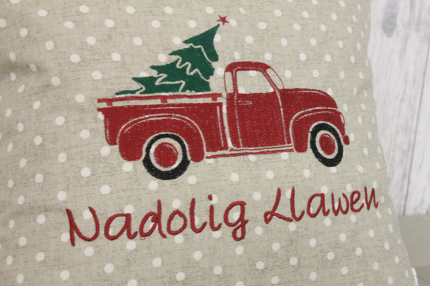 Retro Red Truck Christmas Cushio