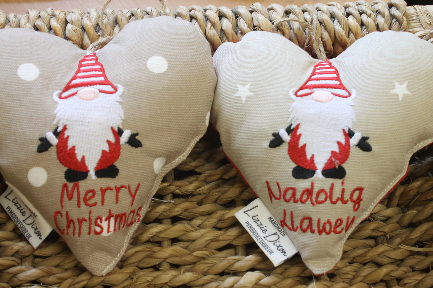 Taupe and red Gnome Christmas Napkins