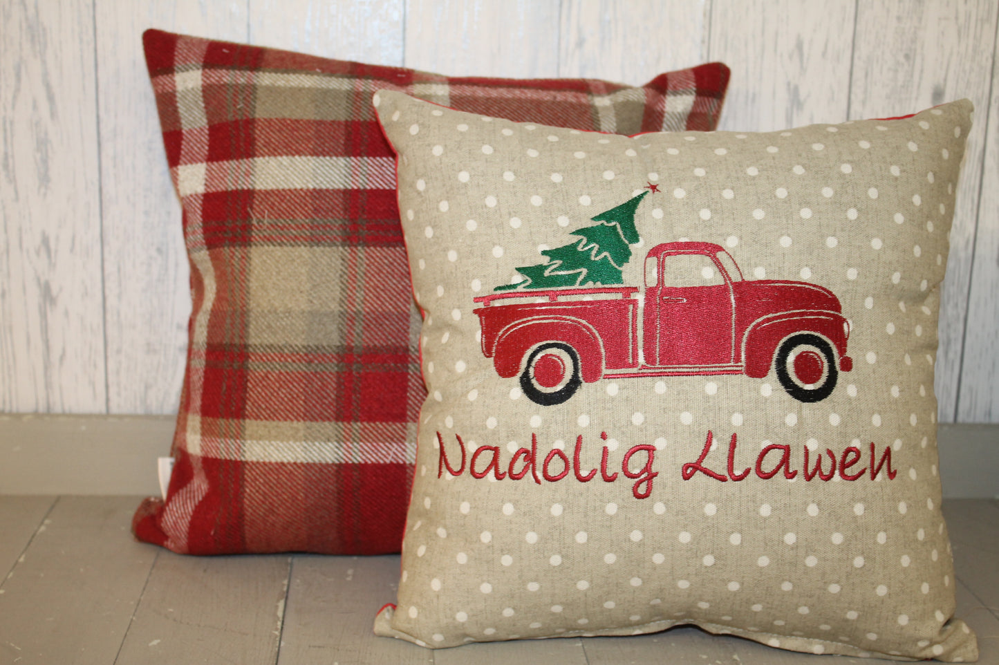 Retro Red Truck Christmas Cushio