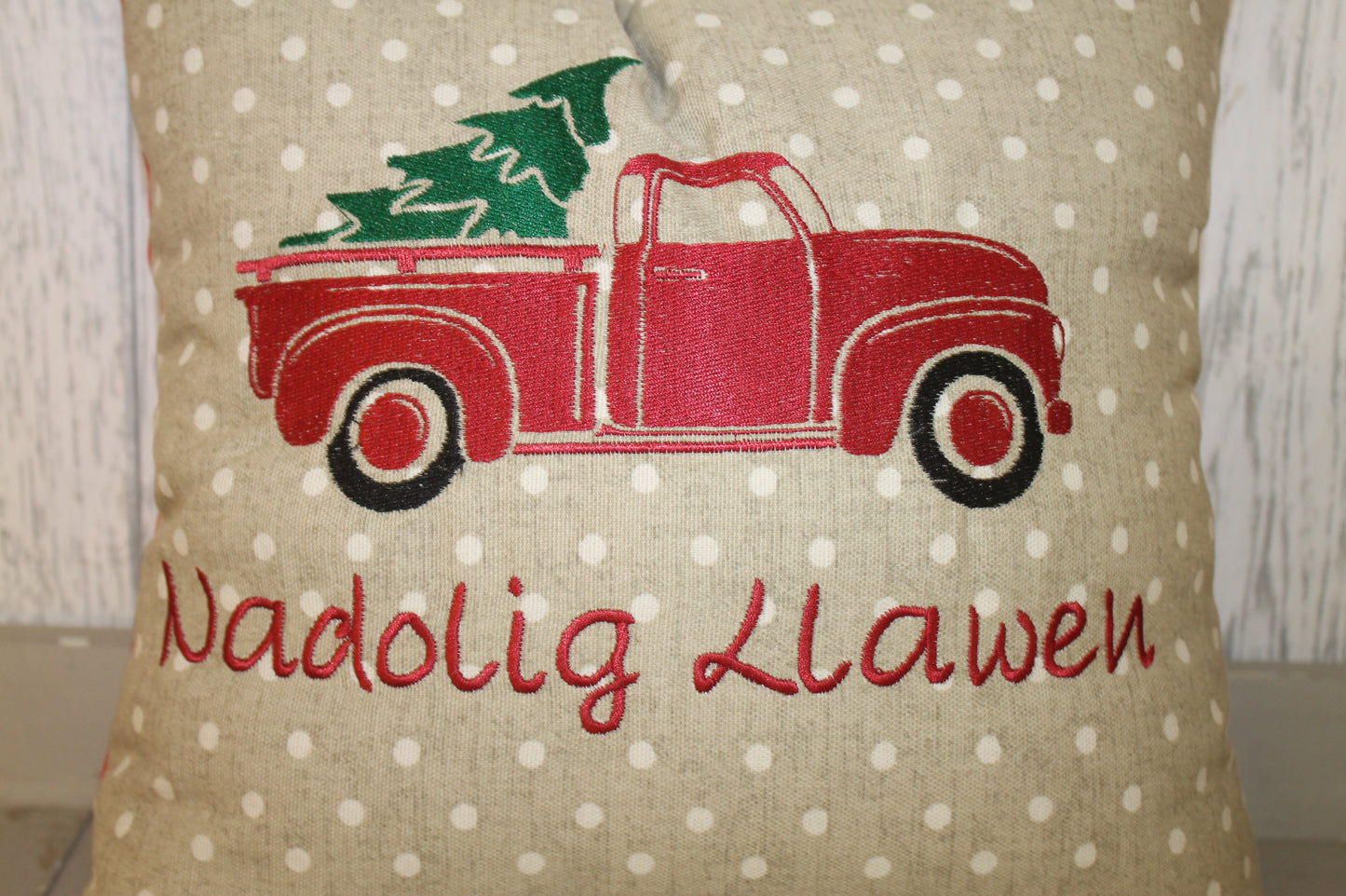 Retro Red Truck Christmas Cushio