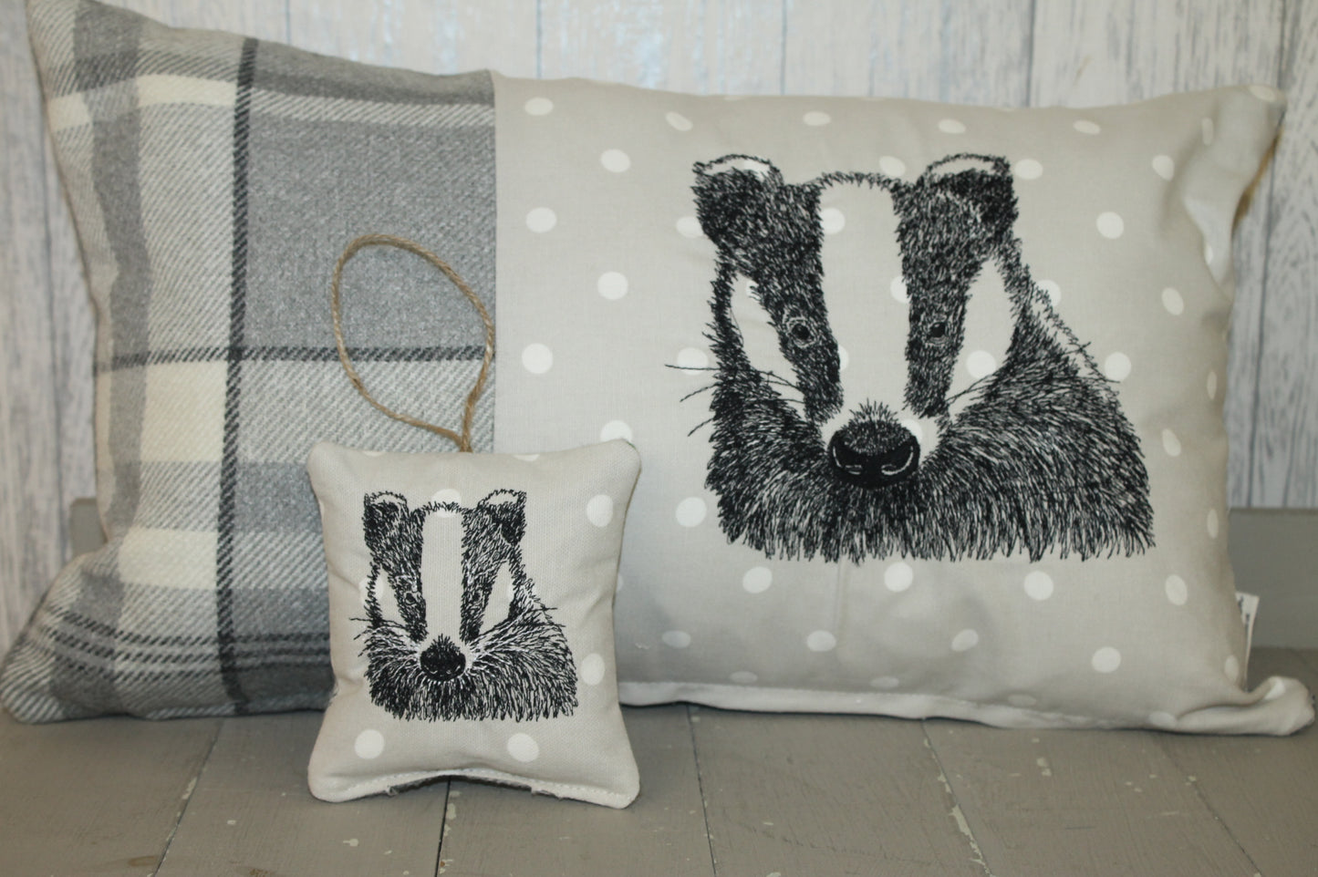 Badger Cushion- Grey Wool long cushion