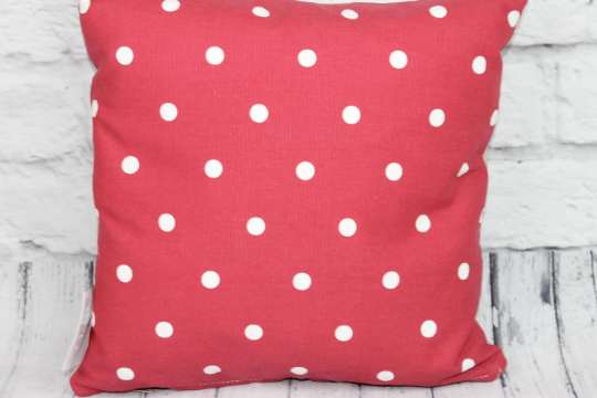 Cwtch Heart Cushion- 16" Welsh Heart Cushion- Taupe and Red Dotty - Lizzie Dixon Designs