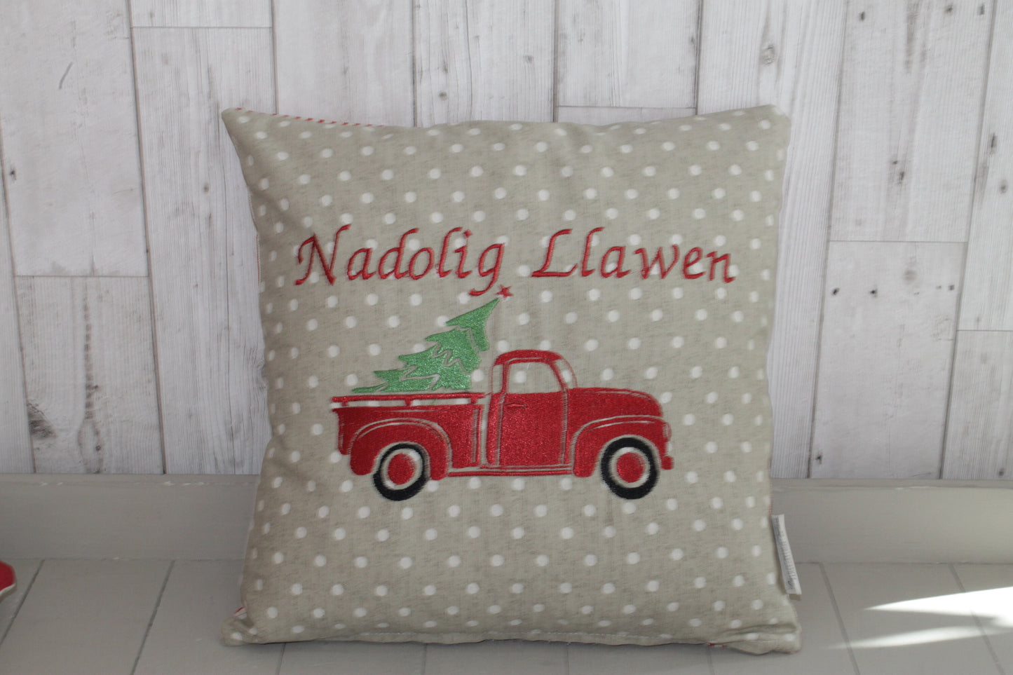 16" Nadolig Llawen Truck festive cushion -