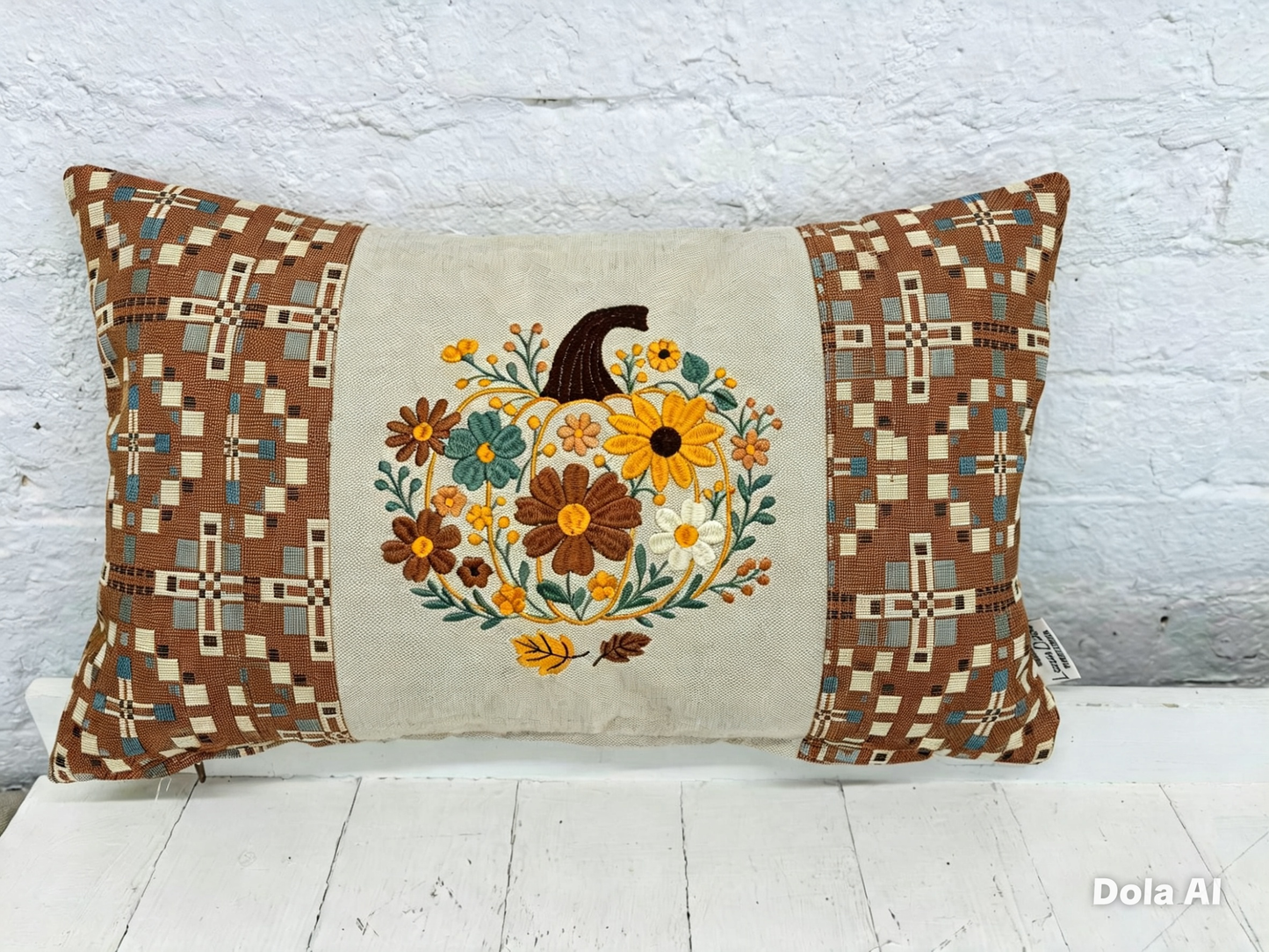 Floral Pumpkin Cushion-Autumnal cushion- Terracotta Vintage Cross