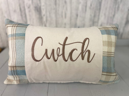 Cwtch long cushion. Wool touch fabric cushion