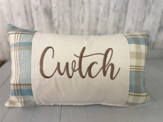 Cwtch long cushion. Wool touch fabric cushion
