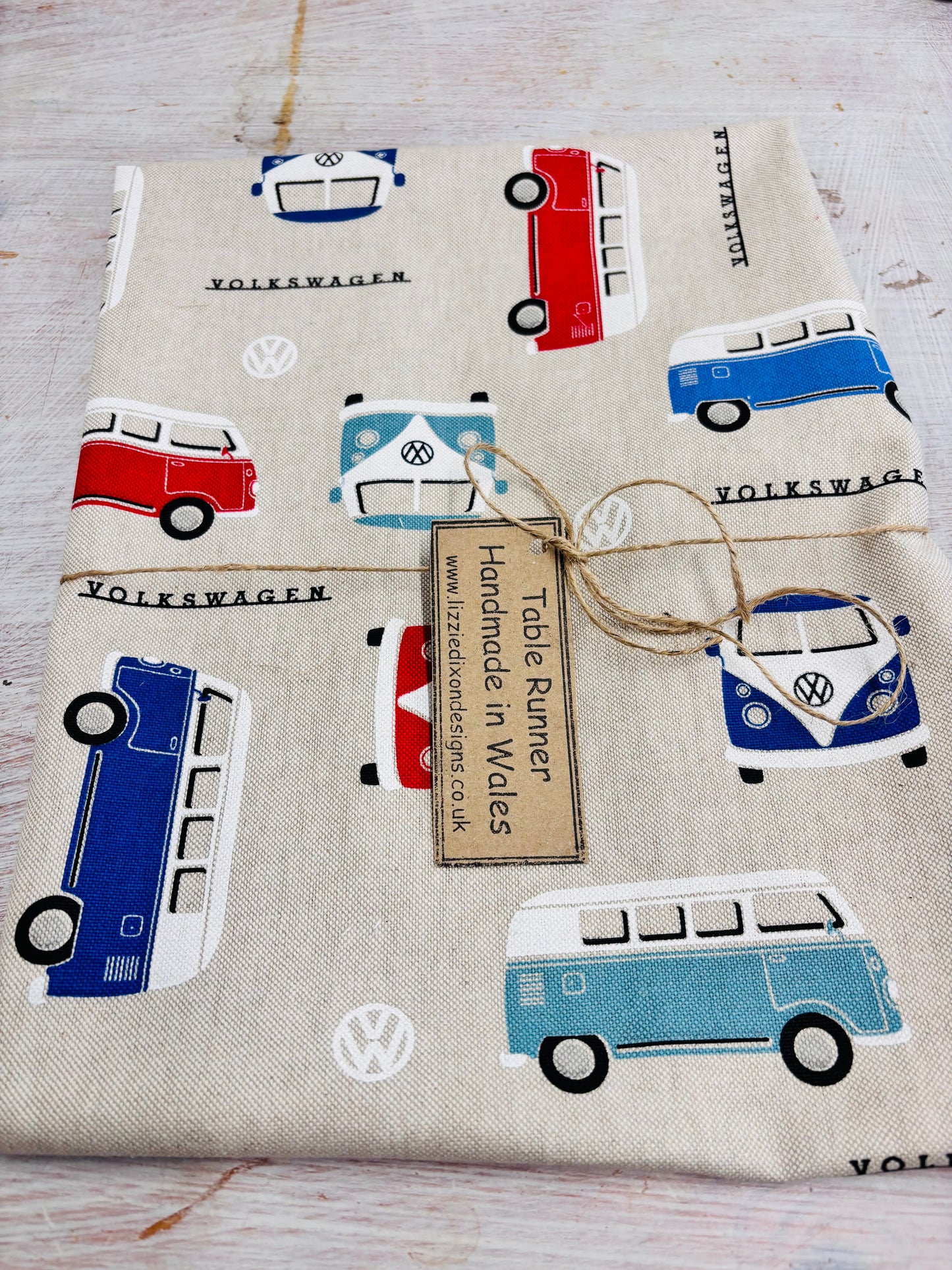 VW Csmper Can  print fabric Table runner -3 lengths