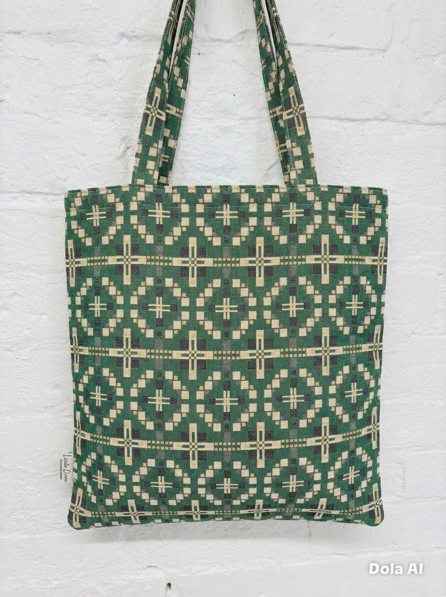Vintage Cross Welsh Blanket Tote style Shopping Bag