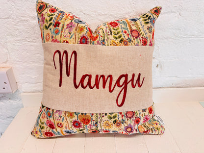 Floral Tapestry Mother’s Day  Personalised Cushion, Gift for Mum. Gift for Mamgu, Personalised Mothers Gift