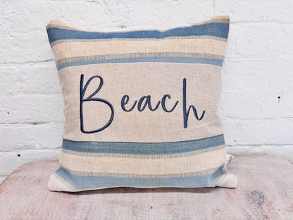 Beach Cushion - Blue and cream - Square (limited Edition)