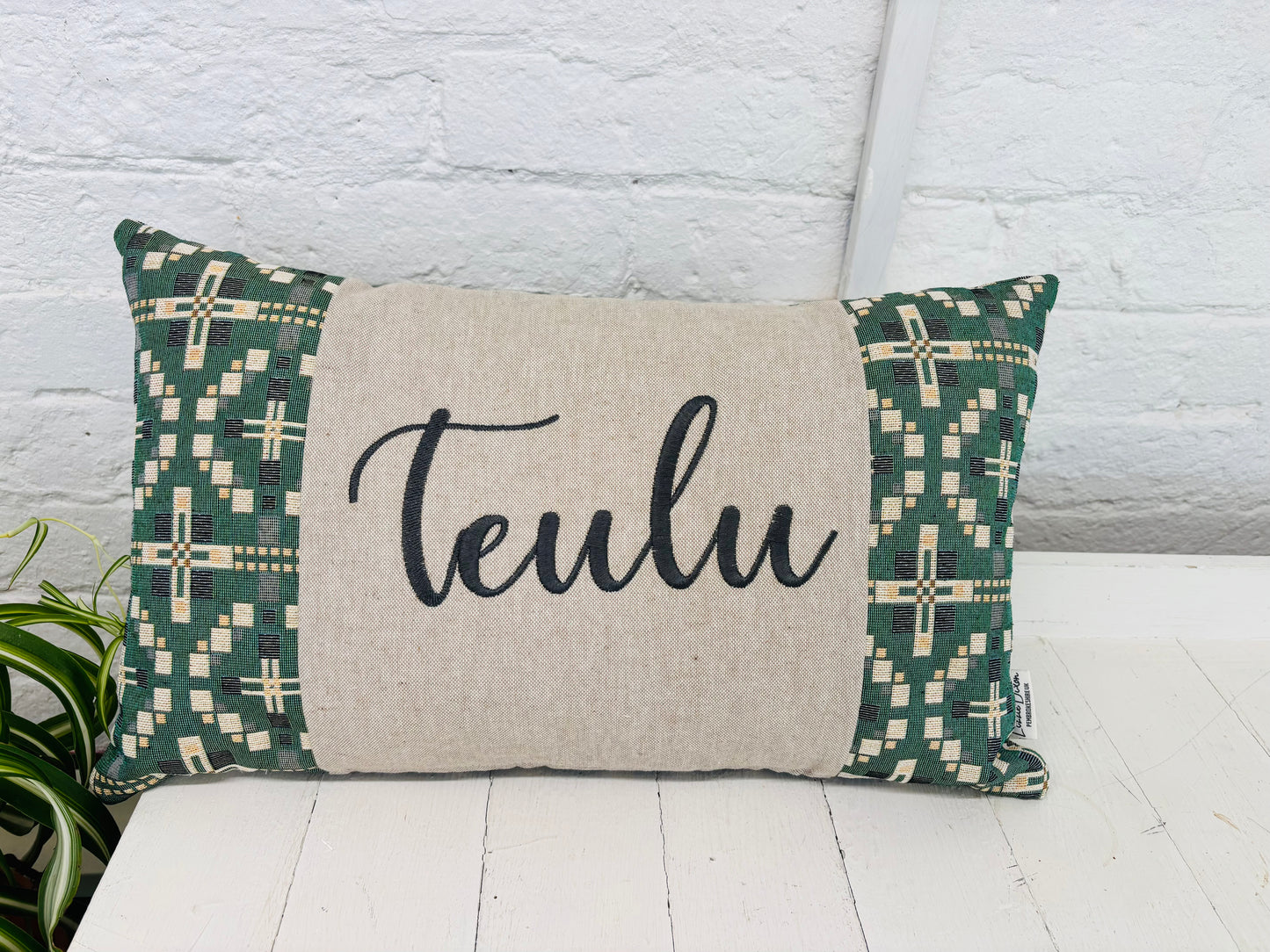 Vintage Cross Welsh Blanket Long Cushion- Any word