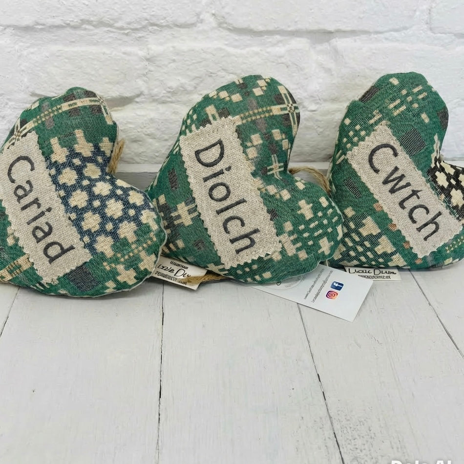 Vintage Cross Lavender Heart -Welsh Blanket style Heart